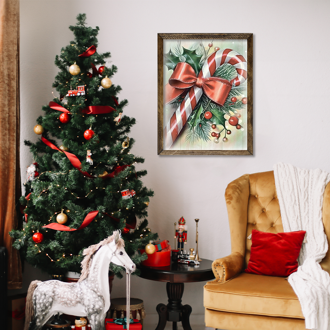 Jarmz Designs - Vendita all'ingrosso Decorazioni natalizie da parete - CORNICE TIMBERLAND, BASTONCINO DI ZUCCHERO, STILE RETRÒ1