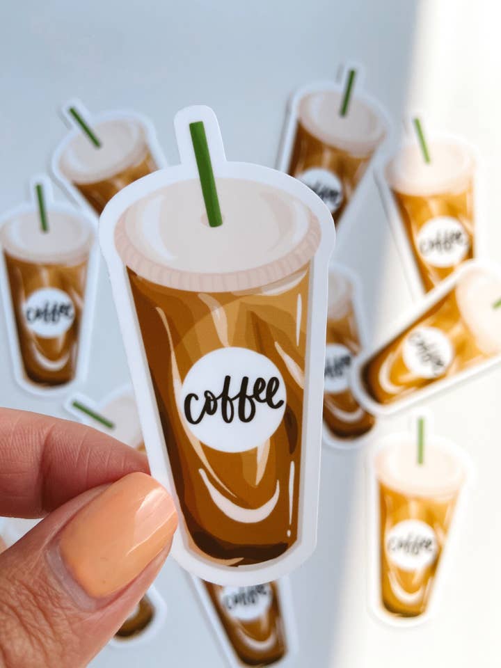 Iced Coffee Sticker for wholesale by Melanie Rivera Studio