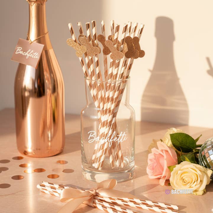 BachFetti - Wholesale Drinking straw - Bachelorette Party Paper Straws – Pack of 6 Glitter Stirrers4