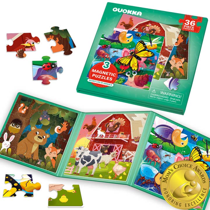 QUOKKA - Wholesale Puzzle - Kids - Magnetic Book 36 Piece Puzzles for Kids | Insects, Farm & Forest Animals