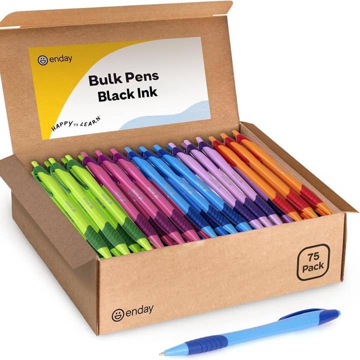 Bolígrafos a Granel Paquete de 75 Retráctiles Punta de Bola Tinta Negra 1,0 mm para venta al por mayor de enday