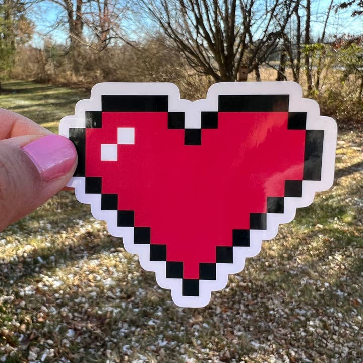 Adesivi a cuore pixel a 8 bit per la vendita all'ingrosso da parte di Fishbiscuit Designs