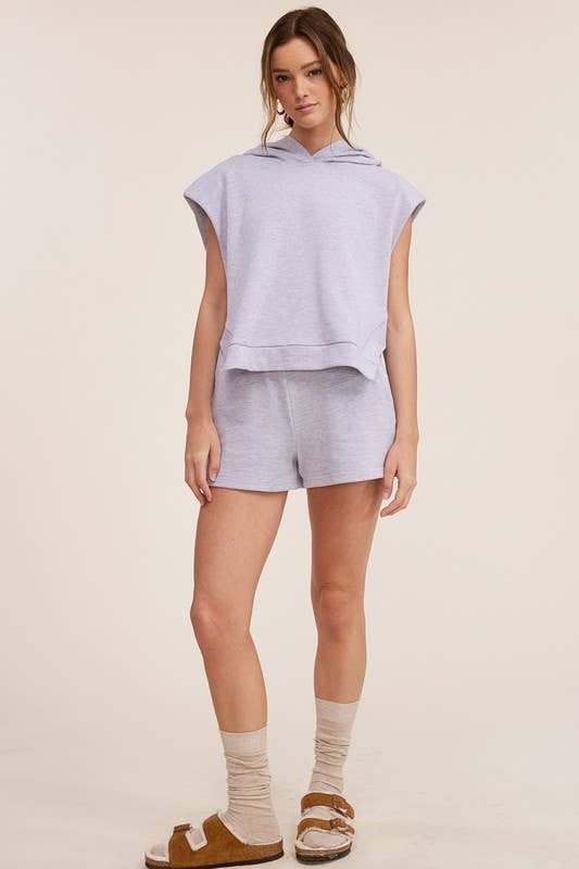 Mimosa - Wholesale Lounge Set - Women's - Padded Shoulder Hoodie Top and Shorts Matching Set1