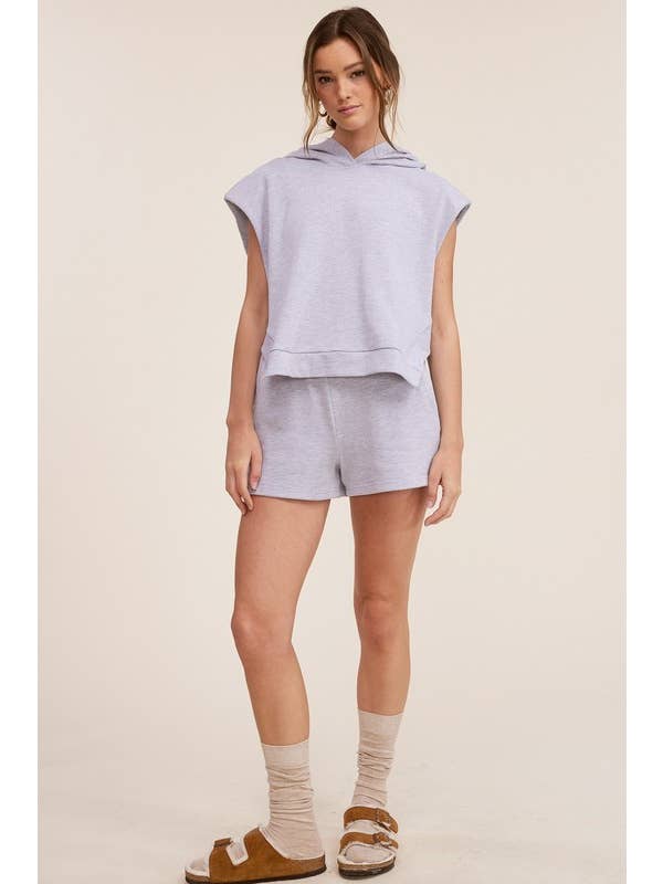 Mimosa - Wholesale Lounge Set - Women's - Padded Shoulder Hoodie Top and Shorts Matching Set1