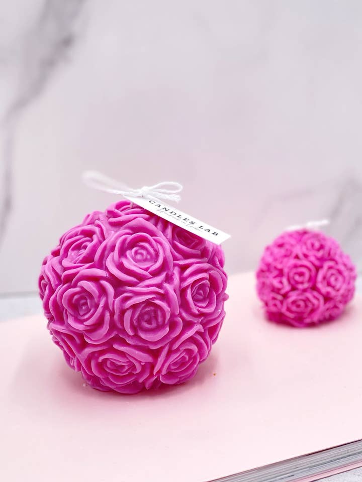 Candles Lab- handmade soy wax large rose ball candle for wholesale by Candles Lab