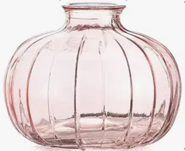 Sweet Home Deco - Wholesale Vase - Pleated Glass Bud Vases, Small Glass Vases, Clear/Pink/Grey6
