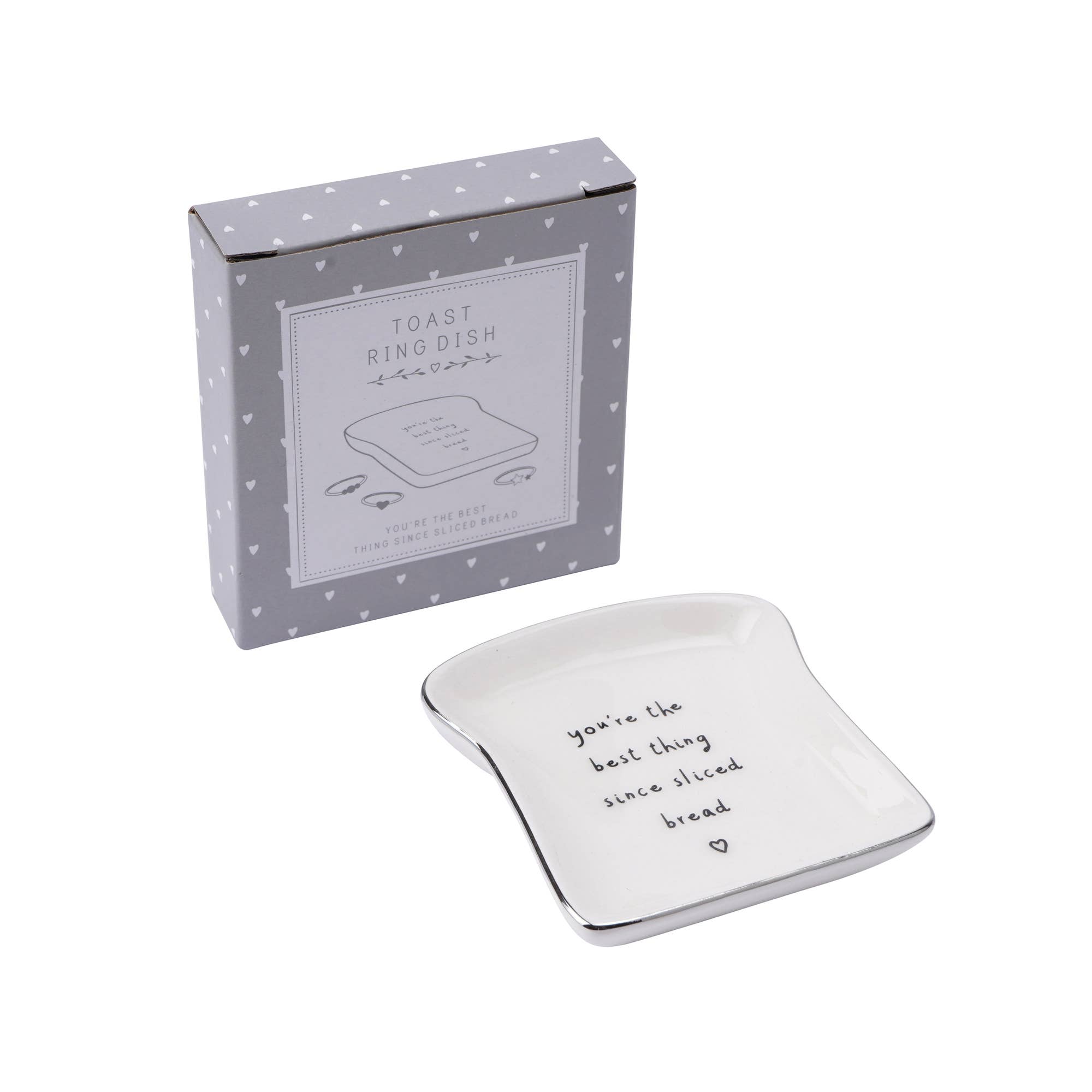 CGB Giftware - Venta al por mayor Joyero de plato - Plato de cerámica para anillos con frase 'Tú eres lo mejor después del pan rebanado'1