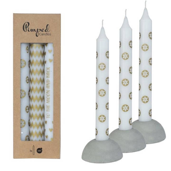 Pimped candles To the moon Ø2.2 h.20 cm gold 3 ass. for wholesale by Wildflowers by Floriette