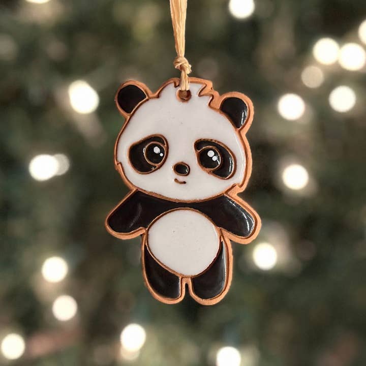 Panda Artisanally Crafted Ornament for wholesale by Little Clay Hen