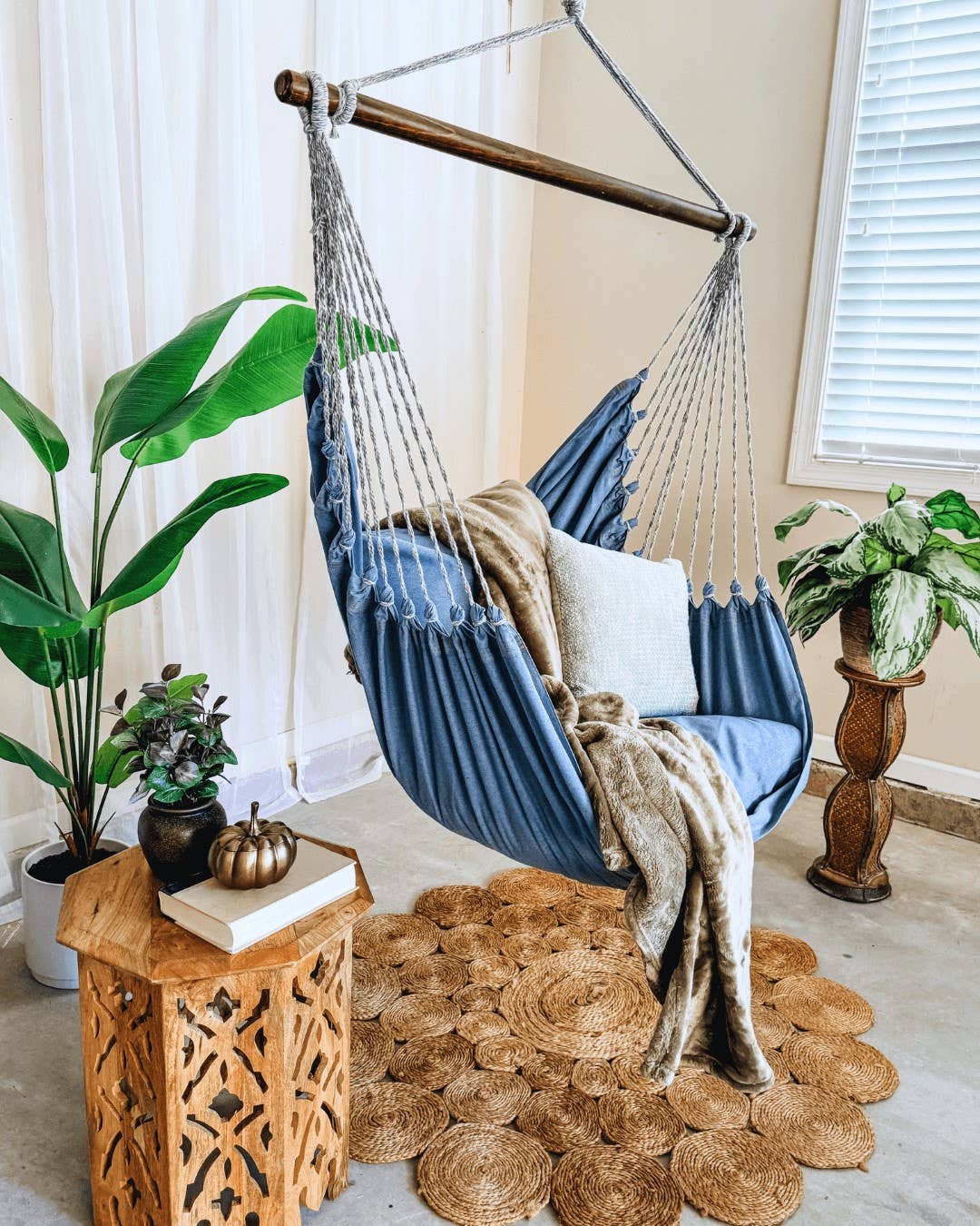 Limbo Imports Hammocks – wholesale Hammock – Blue Denim Hammock Swing Chair +2 Pillow Set - Eco-friendly4