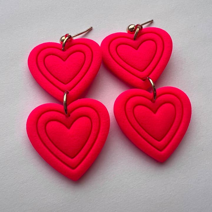 Hot Girl Hearts Earring for wholesale by Harper Moon Clay Art