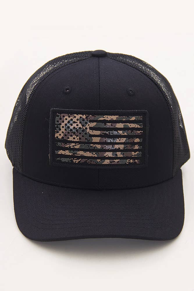 Hana - Wholesale Trucker Hat - Women's - Flag Flat UV Print Patch Mesh Back American Flag Ballcap6