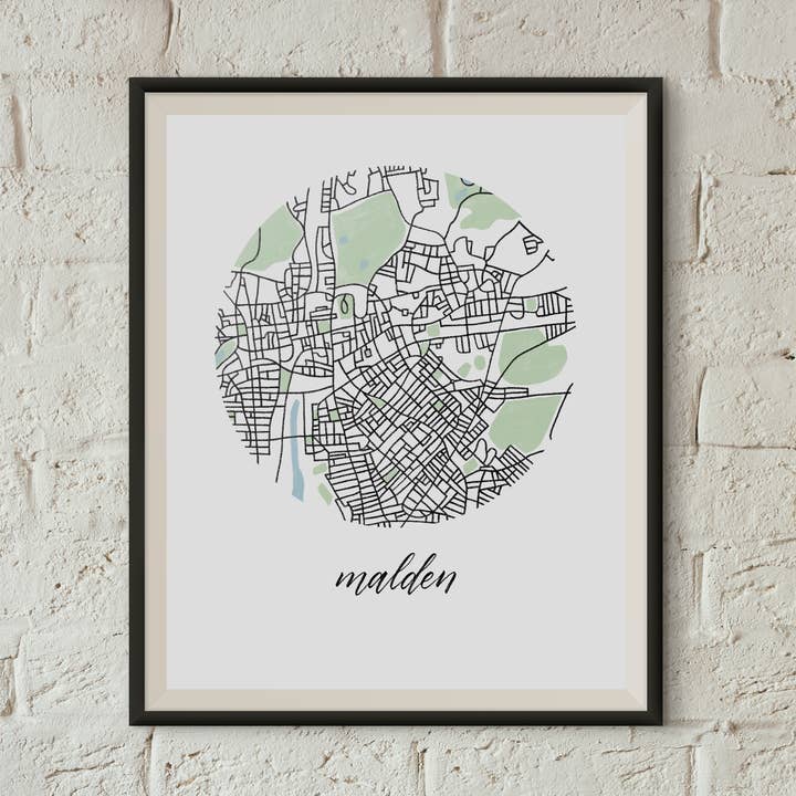 Malden, Boston Map Print for wholesale by Sophie Kaplan