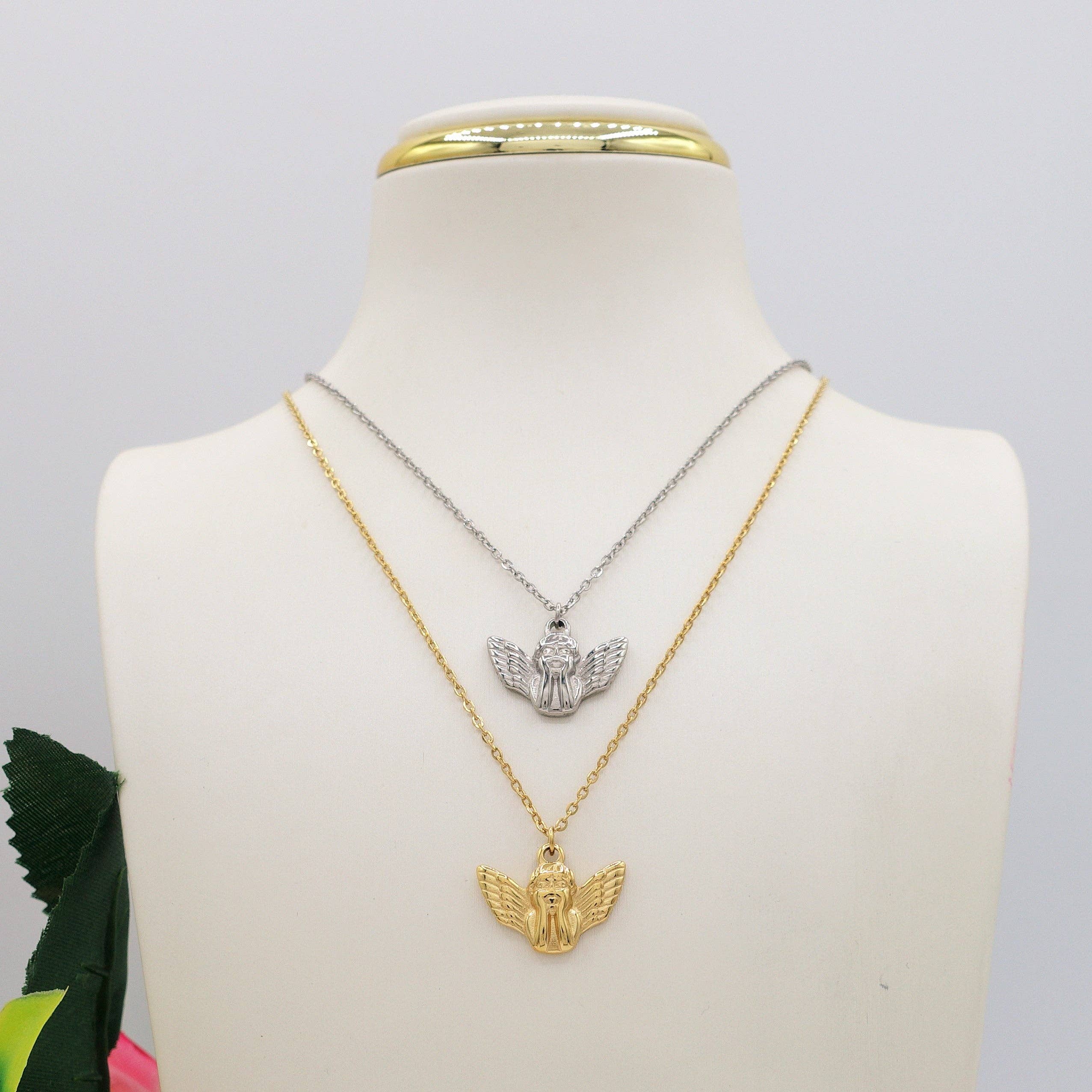 Daemon srls - Wholesale Pendant/Charm Necklace - CHERUB - Collana pendente cherubino in Acciaio inossidabile6