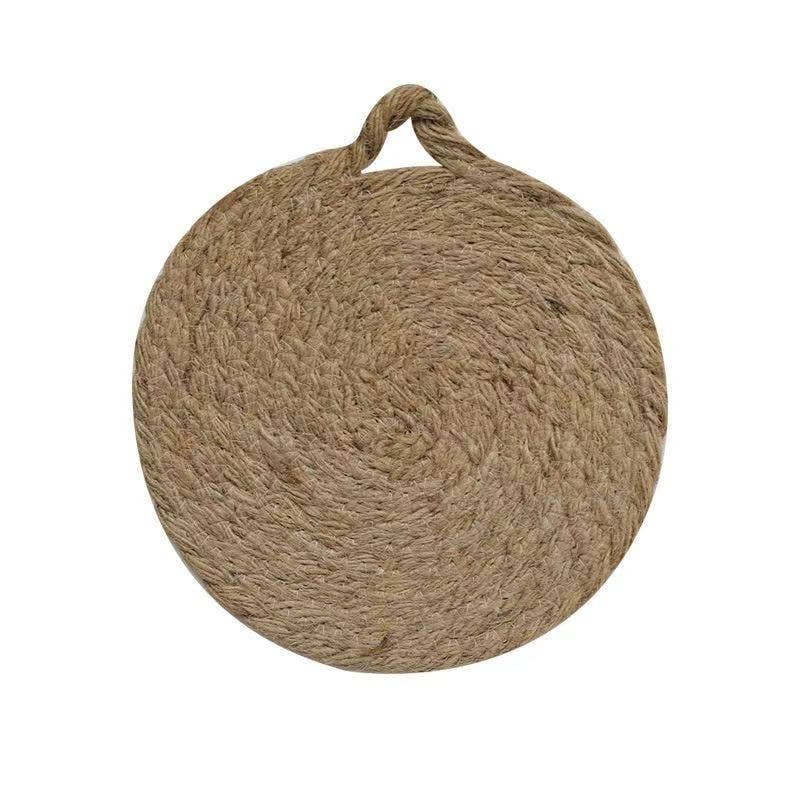 Fodory - Wholesale Trivet - Round Woven Natural Trivets with Handle0