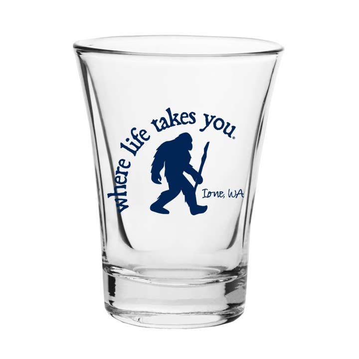 Cedar RV Park custom shot glass - Bigfoot for wholesale by The Buffalo Works