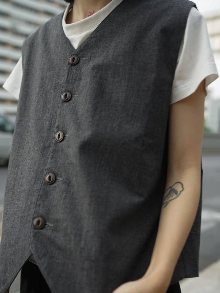 Unisex Retro Buttons Waistcoat for wholesale by Careless Label