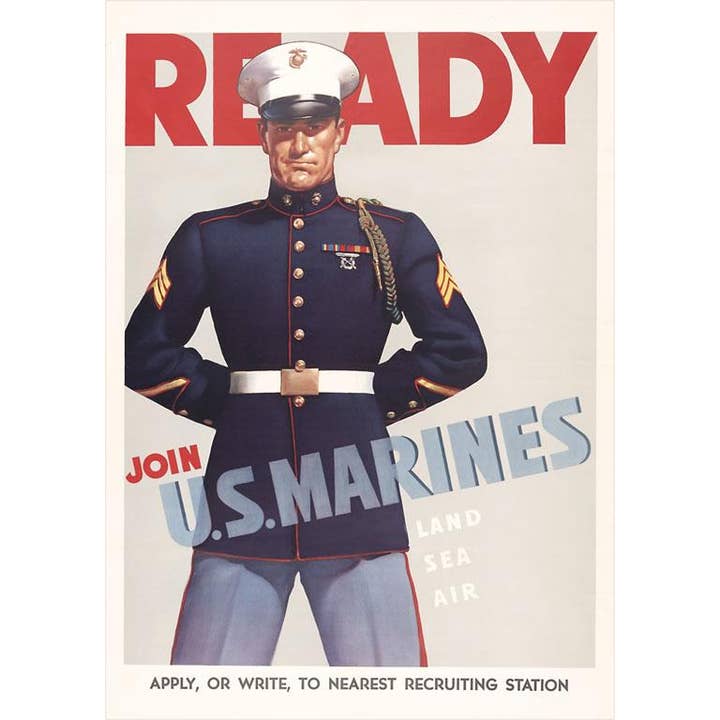 Found Image Press - Wholesale Sticker - Sticker ML-75 Ready, Marine Corps Recruiting Poster