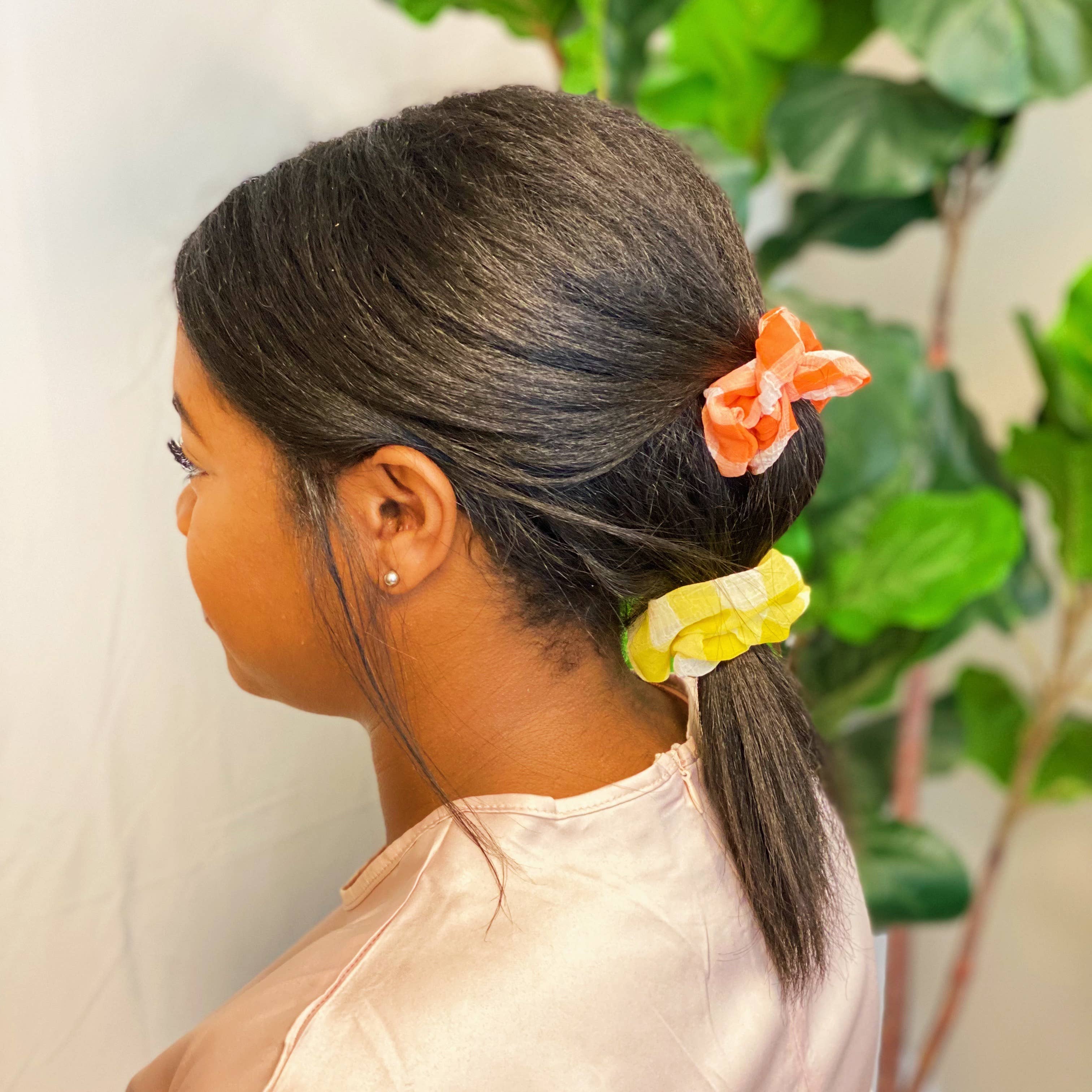 Ellison+Young - Wholesale Scrunchie - Dames - Fresh Gingham haarscrunchie, set van 4 stuks4