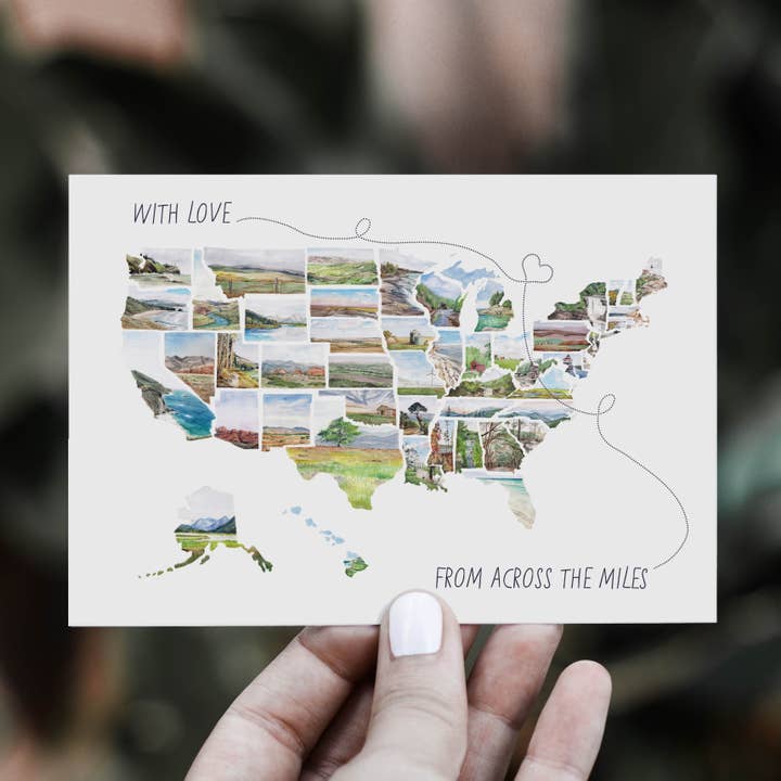 long distance state postcard for wholesale by Rachel Alvarez Art