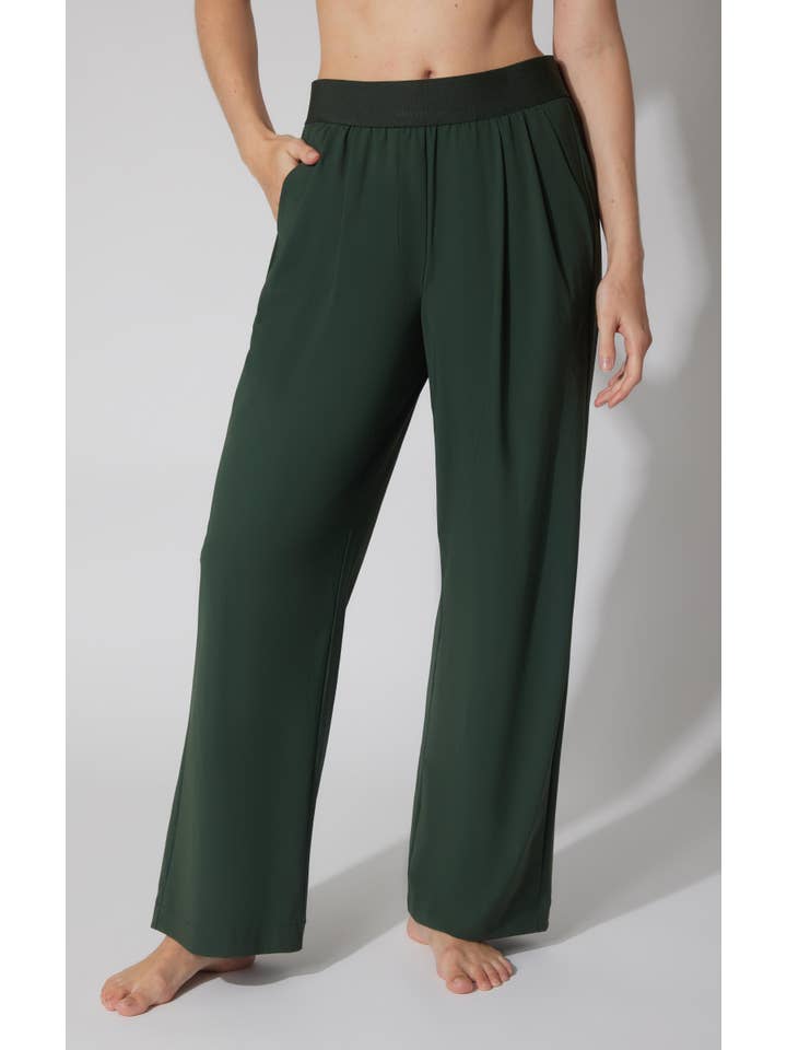 90 Degree by Reflex & Yogalicious - Wholesale Pants - Women's - Women's Wide Leg Pants with Exposed Waistband1