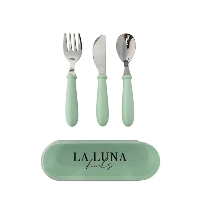 Fork, Knife & Spoon Set Green for wholesale by La Luna Kids