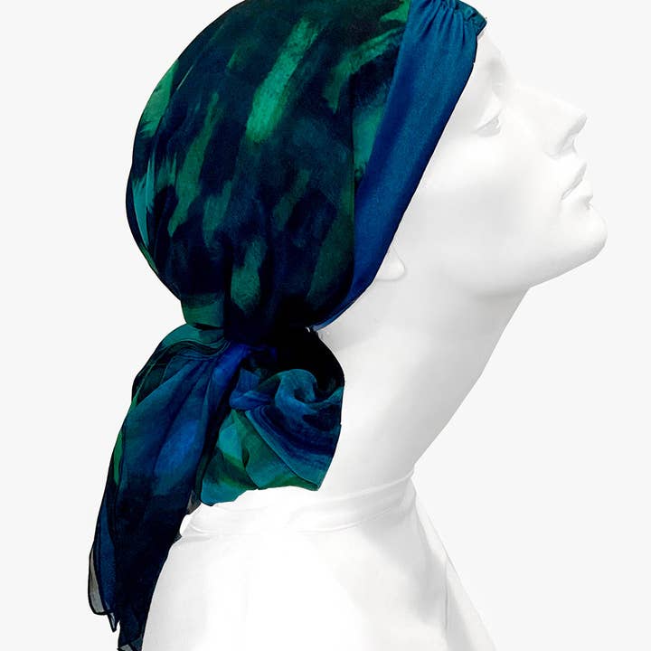 LuxCare Clothing - Wholesale Head Scarf - Women's - Fine Art Headscarf ~Peacock1