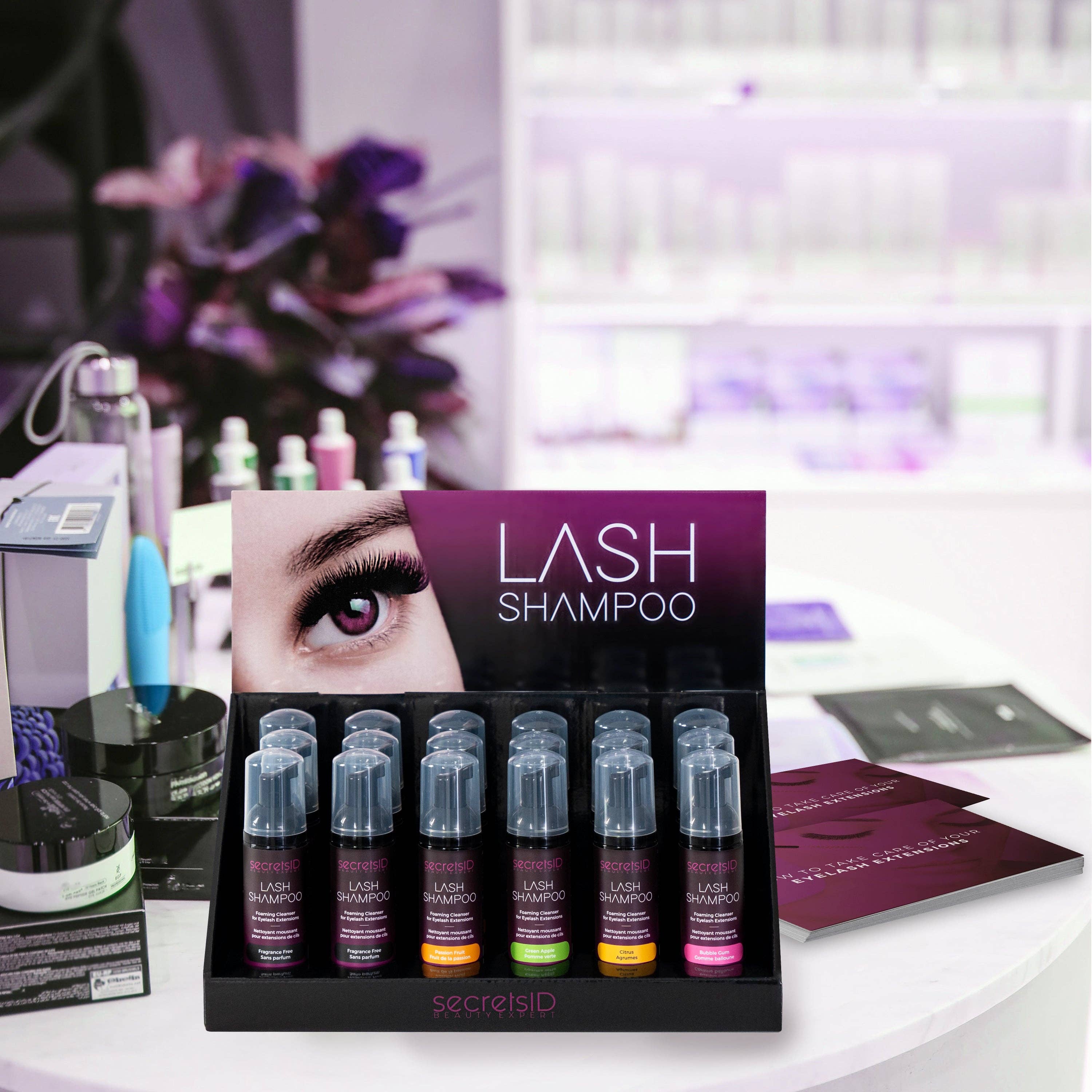SecretsID - Wholesale Eyelash/Brow Serum - 18 Lash Shampoos Retail Display Pack6