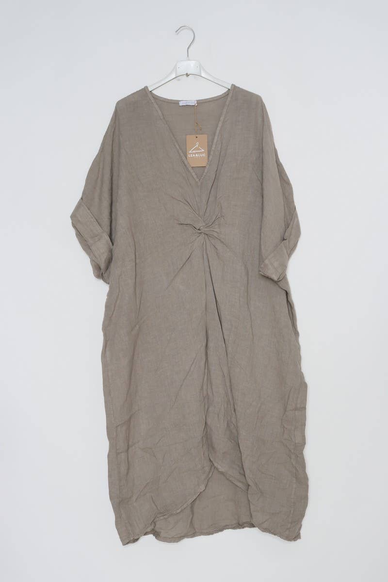 LÉA & LUC - Wholesale Dress - Women's - Long dress with V-neck 100% linen REF. 7185529
