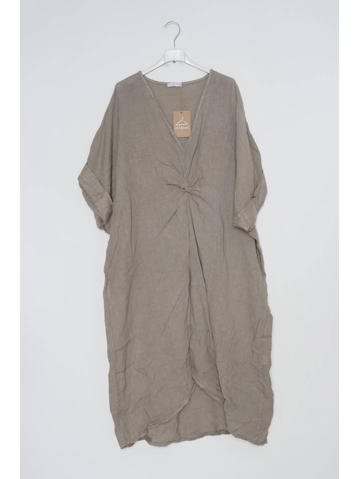LÉA & LUC - Wholesale Dress - Women's - Long dress with V-neck 100% linen REF. 7185529