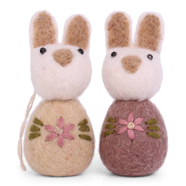 White Bunny Set - Set of 2 w/string Plum for wholesale by Gry and Sif