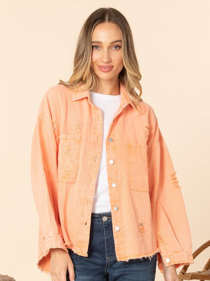 EP-JK274000 Distressed Denim Jacket for wholesale by ePretty