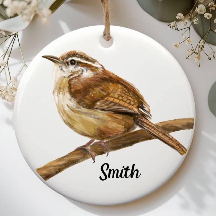MerikaArt - Wholesale Ornament - Carolina Wren Ceramic Ornament3