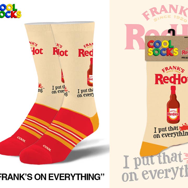 Cool Socks - Wholesale Socks - Men's - Franks On Everything - Mens Crew Folded