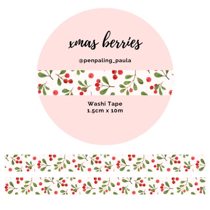 Xmas Berries - Washi Tape for wholesale by Penpaling Paula