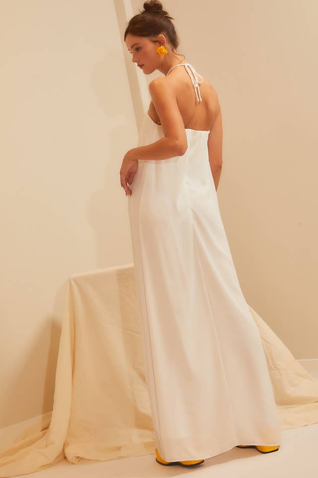 Main Strip – wholesale Jumpsuit - Dam – Crepe Med Draping Overlay och Breda Ben1