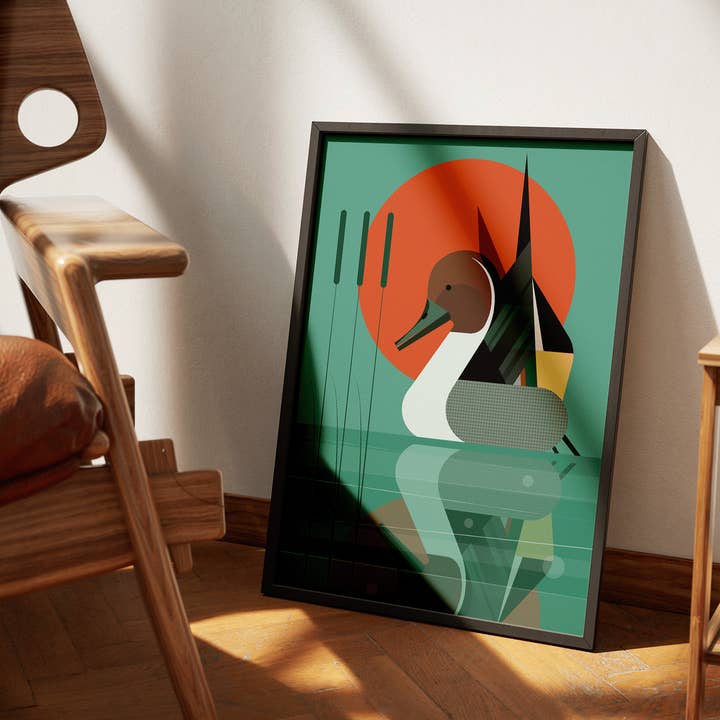 Mr Watson Design – wholesale Art print – Northern Pintail Duck - Retro print3