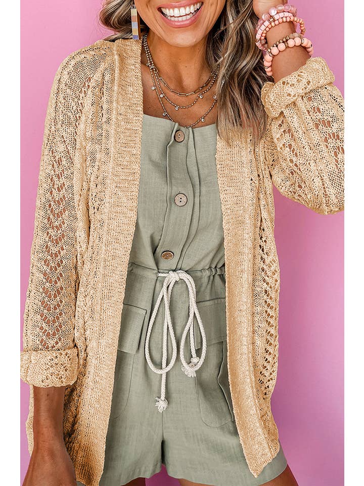Amaryllis Apparel - Wholesale Cardigan - Women's - Solid Open Knit Cardigan7