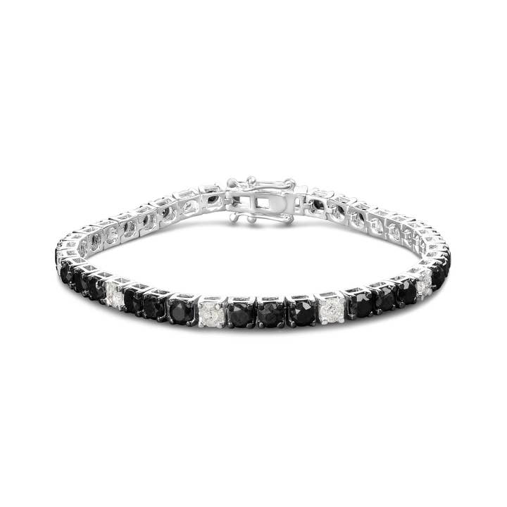 Silver 12.0 Cttw Black and White Diamond Tennis Bracelet for wholesale by Infinite Jewels