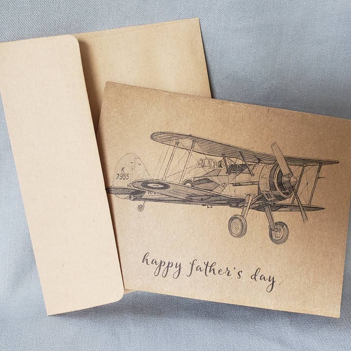 Fars dag-kort - Vintage Airplane for engroshandel hos Daisy Print Company