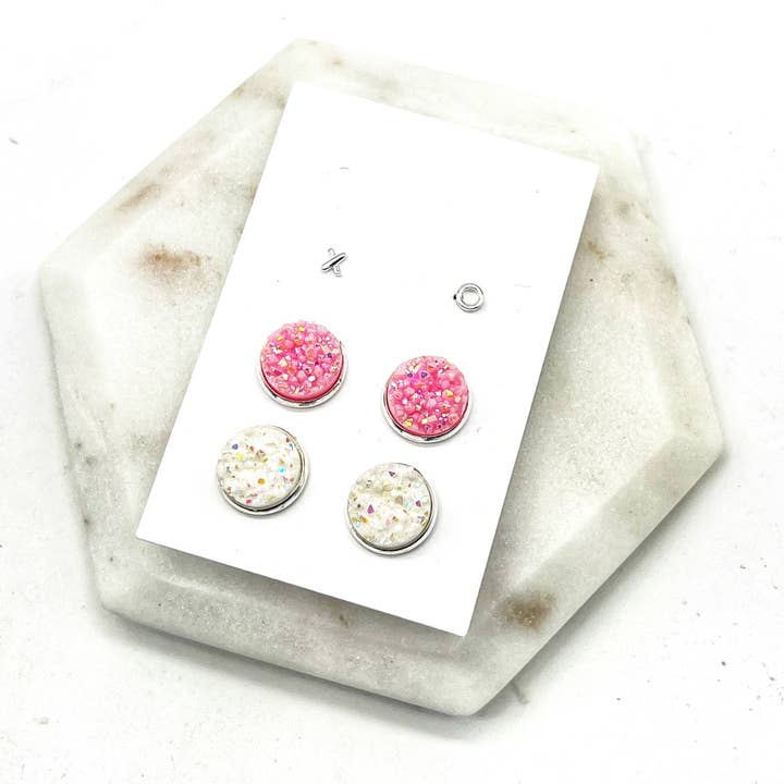 Baubles by B - Wholesale Jewelry Set - XO Sweetheart Stud Earring Druzy Trio Valentines Day2