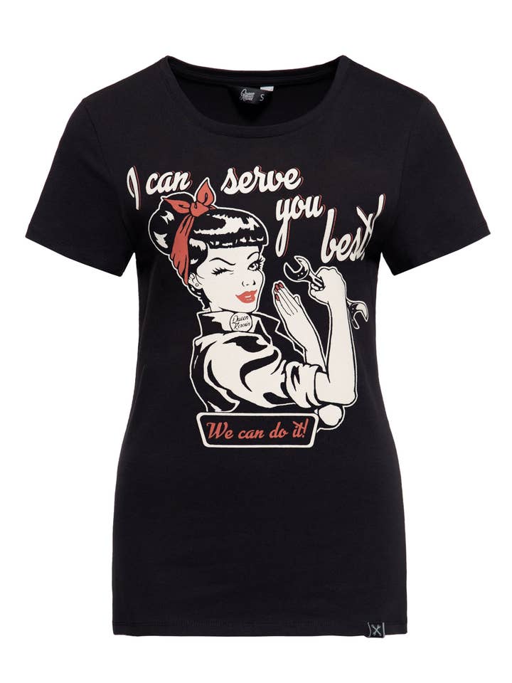 Btex Fashion GmbH / KING KEROSIN - Wholesale Screen Printed T-Shirt - Women's - I Can Serve You Best T-shirt