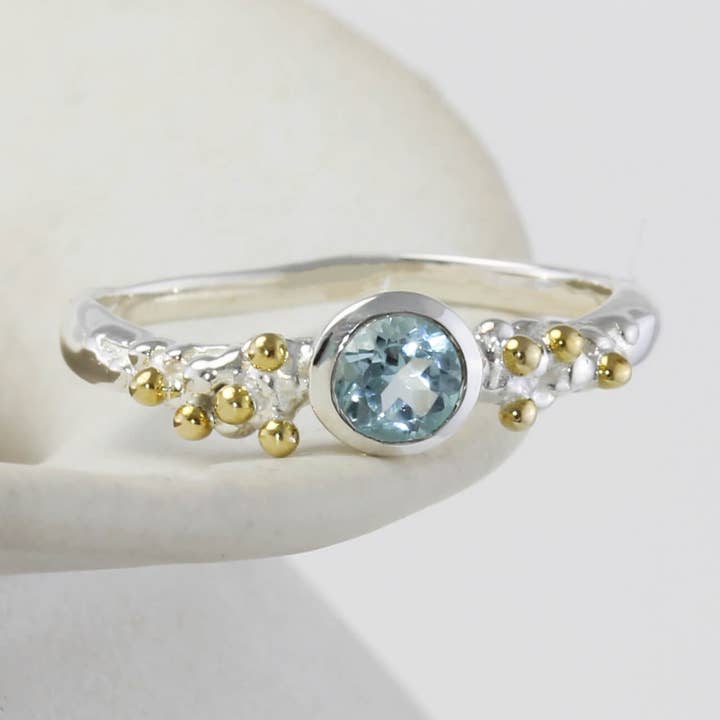 Handmade Dainty Sterling Silver Blue Topaz Ring for wholesale by Banyan Jewellery
