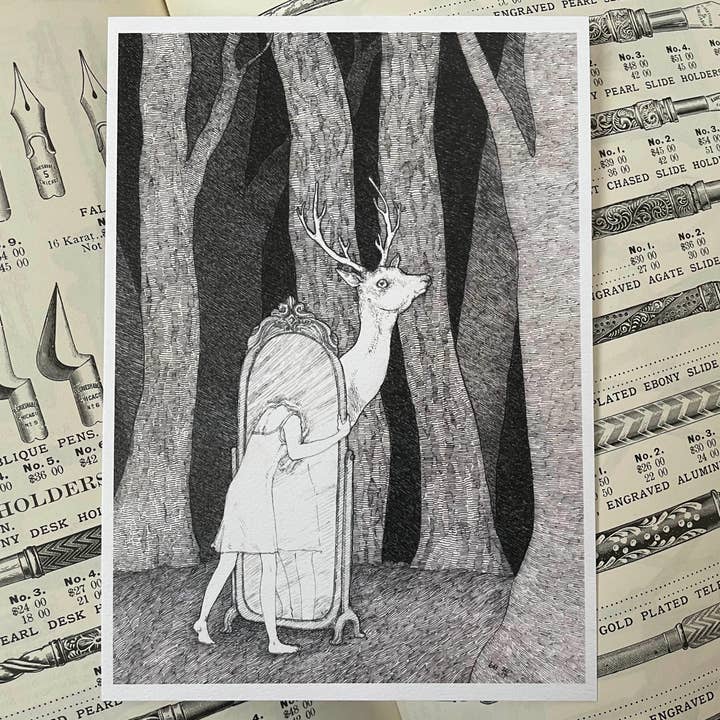 Stupid Animal Shop - Vente Affiche d'art - Miroir, impression de 5 x 7 pouces1