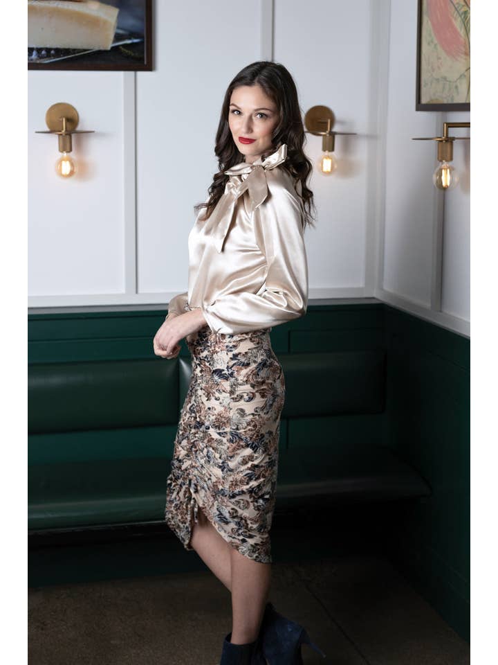 Rachel Walters Collection - Wholesale Skirt - Women's - Lottie Skirt Nude Floral3