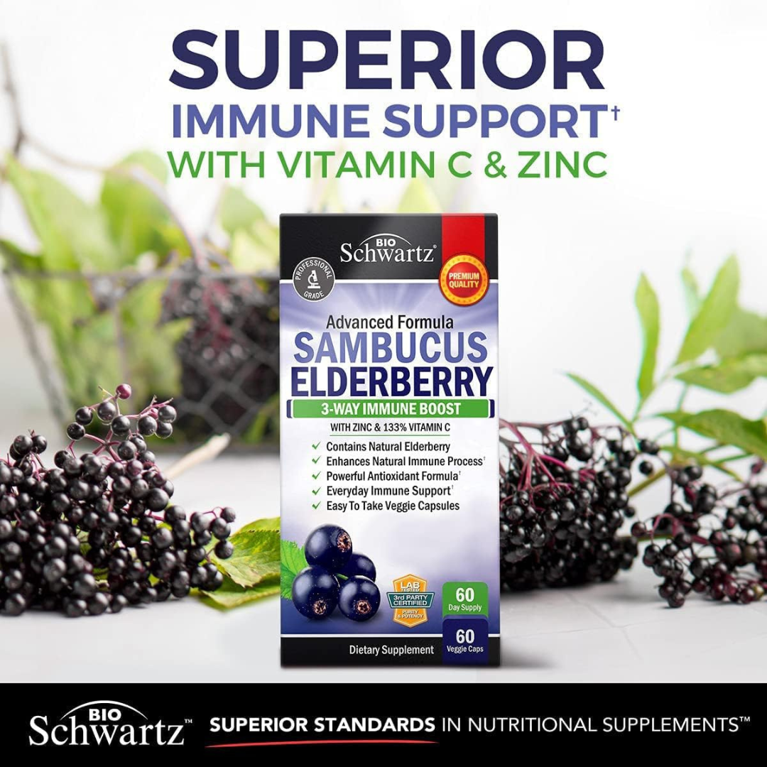 BioSchwartz - Wholesale Oral Supplement/Vitamin - Elderberry with Zinc and Vitamin C: Immune Support (60 Cap)6