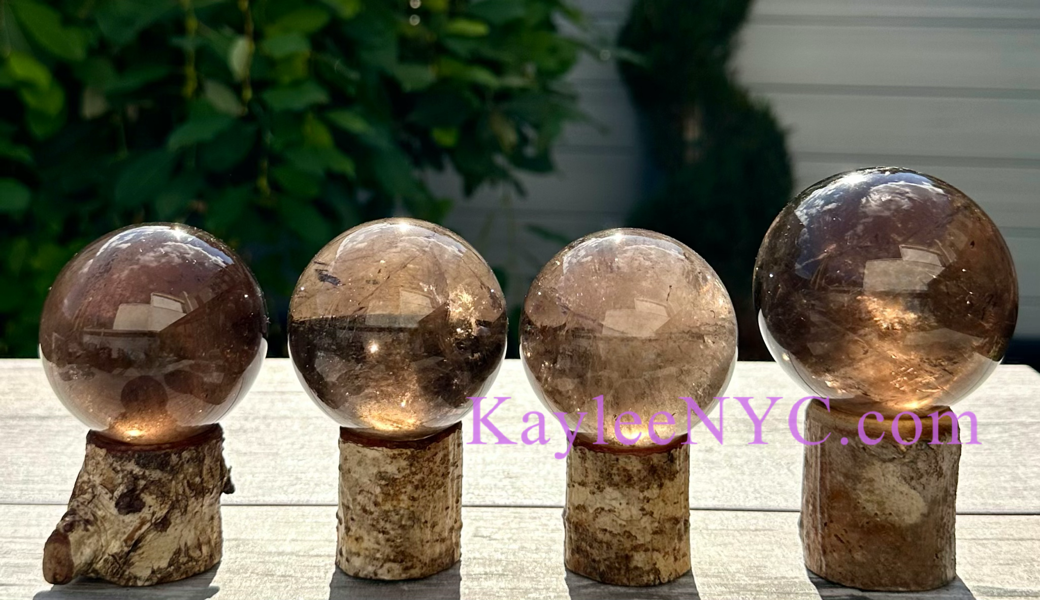 KayleeNYC – wholesale Spiritual stone/crystal – 3-4 PCs Natural Smoky Quartz Spheres Crystal Ball 2.9-3lbs6