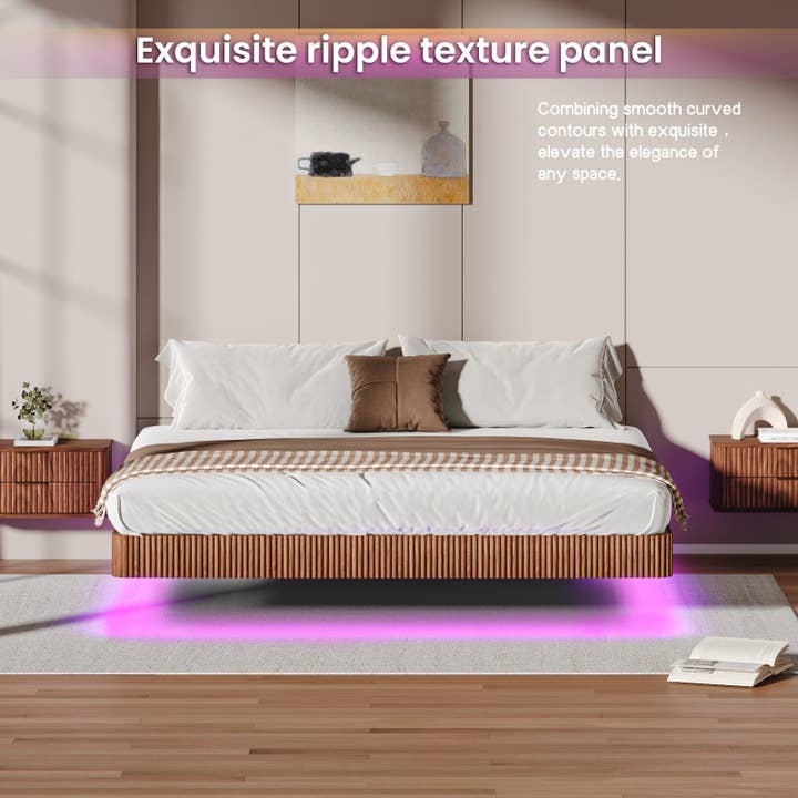 39F Inc. - Wholesale Bed - Floating Bed Frame with LED Lights 2 Sizes and 2 colors3