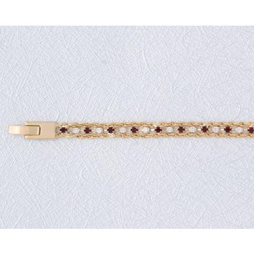 8 Inch Red Color Crystal Double Rope Bracelet-Gold for wholesale by S&A Fashions