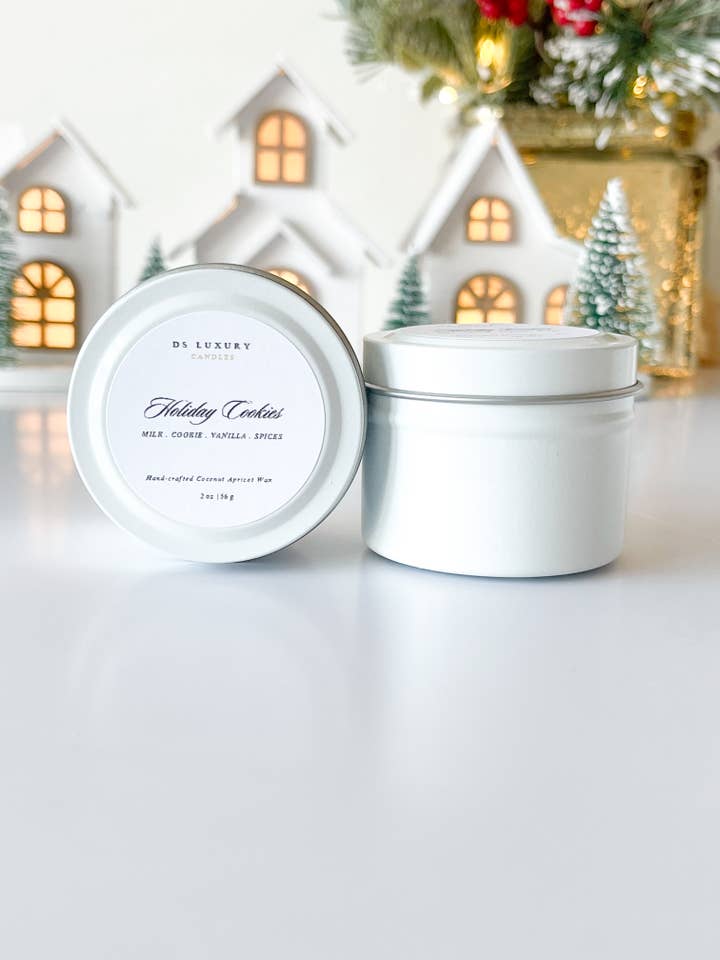 Vakantiekoekjes — 2 oz Reiskaarsblik voor wholesale door DS Luxury Candles